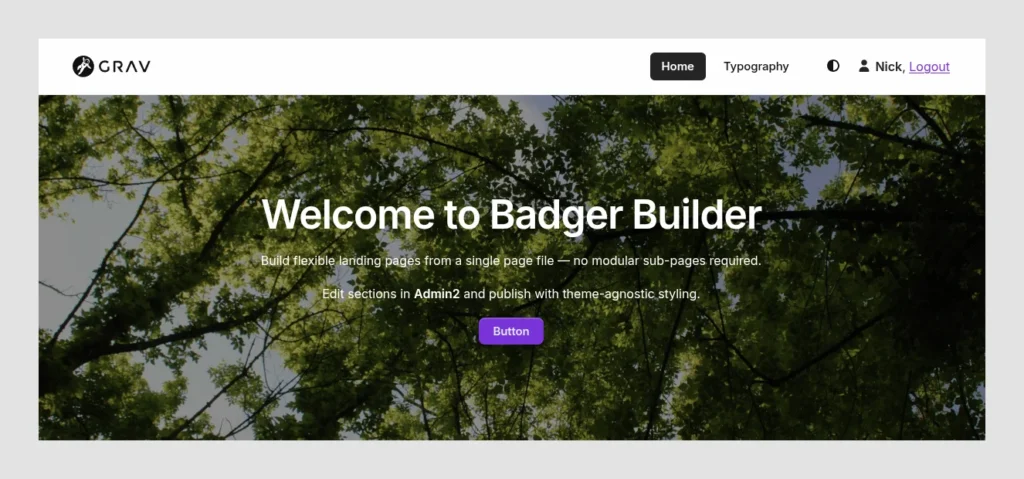 Badger Builder – our Grav 2 page builder